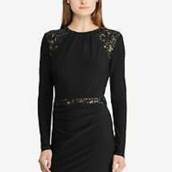 RALPH LAUREN Womens Black Lace Trim dress - Picture 2 of 2